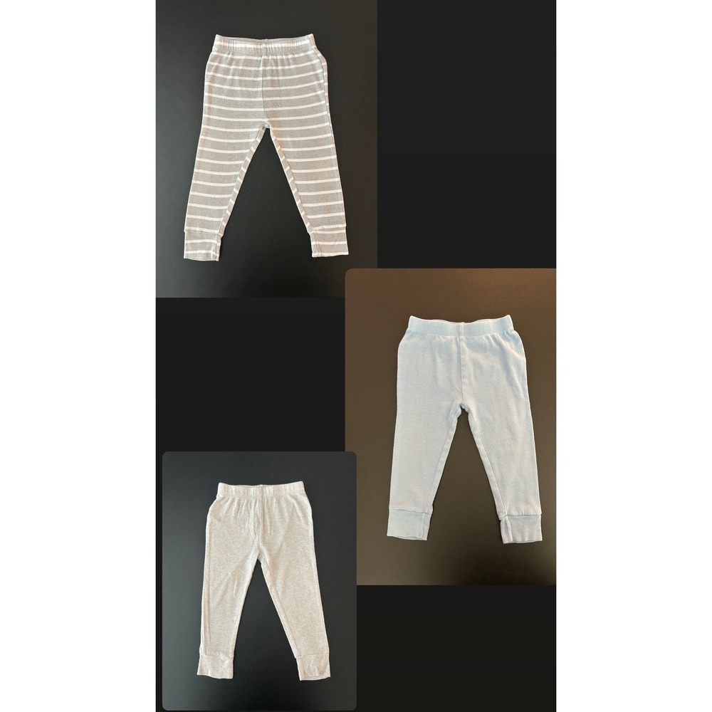 Wonder Nation Baby Leggings Lot 3 Pairs 18M Blue Oatmeal Grey Stripe Pants(1281)